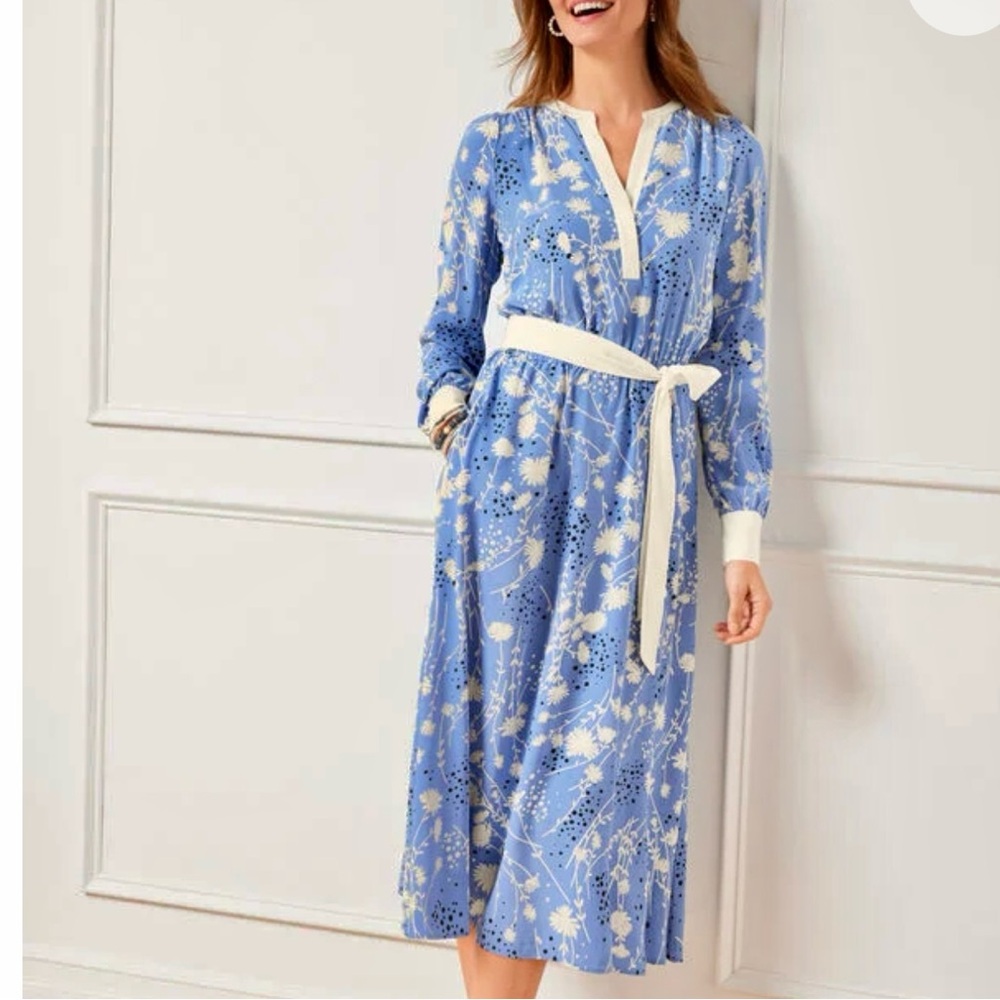 Talbots Belted shirt dress in dancing flowers XLP